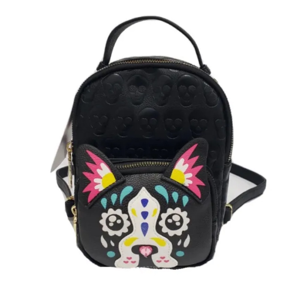 Betsey Johnson Halloween Backpack Mini Bag XOBAYBEE Black Skulls NEW